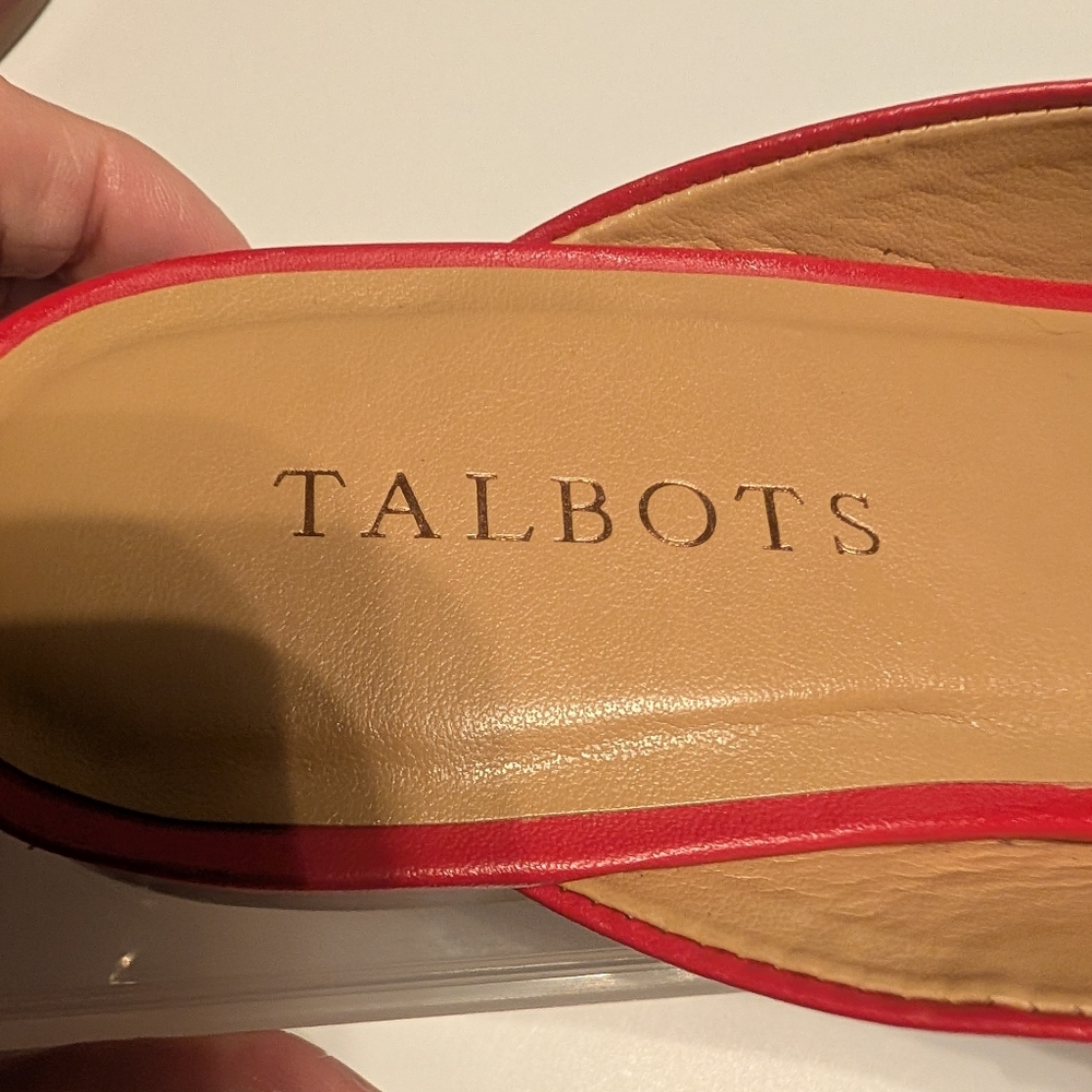 Talbots Cassidy Red leather Mules with Fringe Detail - Picture 6 of 8